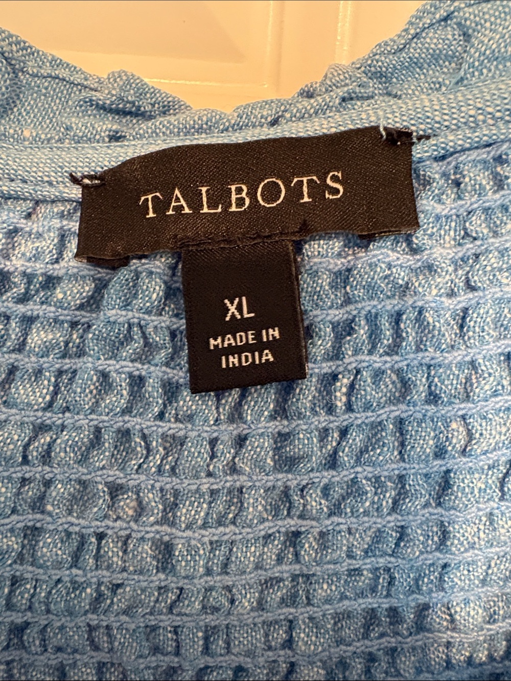 Talbots Light Blue Smocked Yoke Linen Top - Picture 2 of 9